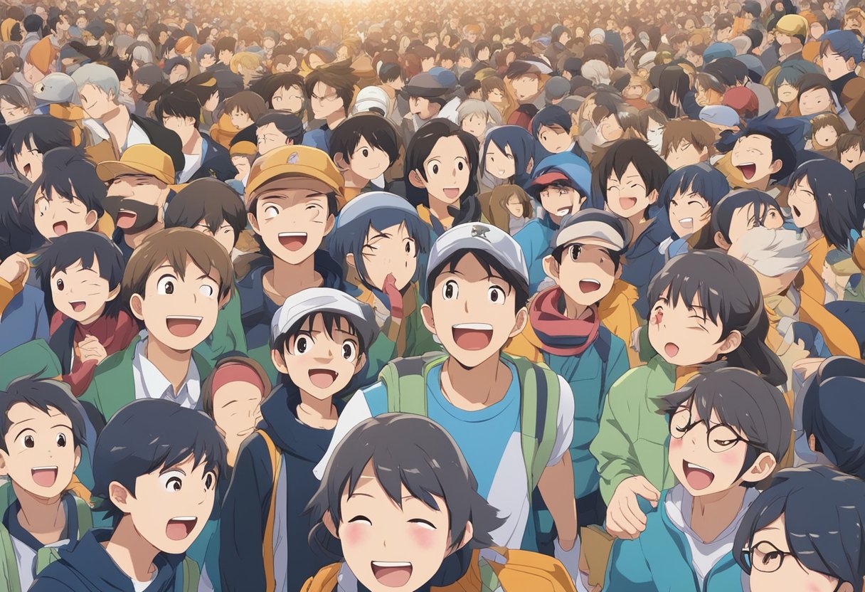 A sea of faces, each with unique expressions, fills the crowded space. Laughter and chatter fill the air as people navigate through the crowd, trying to find their way