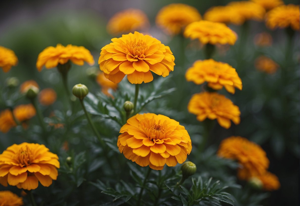 A marigold receives 1 inch of water per week, equivalent to about 1/2 gallon
