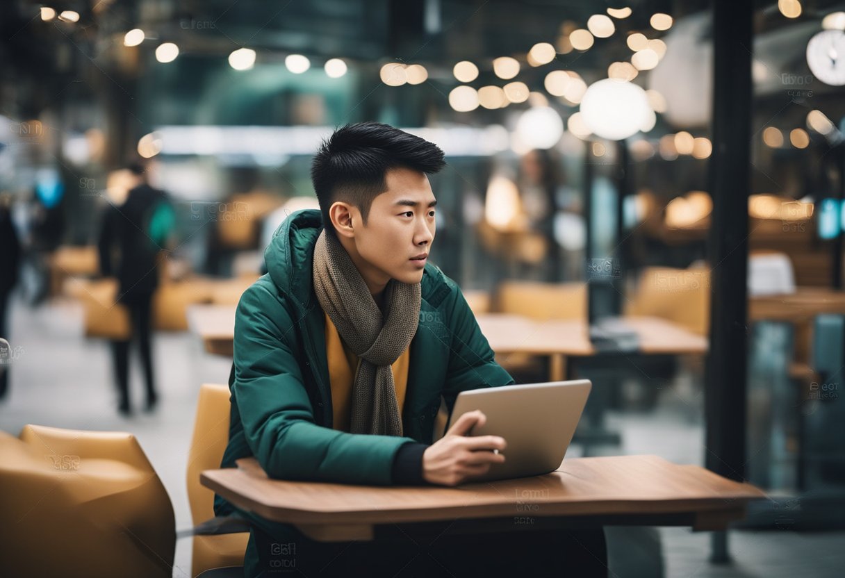 A traveler in China using alternative methods to access the internet, such as proxy servers or Tor, instead of VPNs