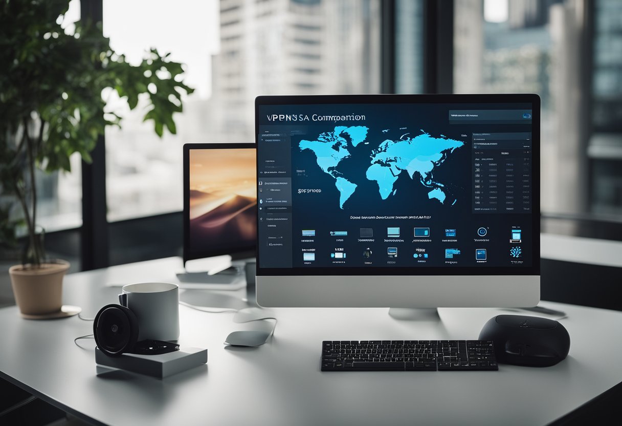 A comparison of VPNs for Mac in 2024, showing different software interfaces and features