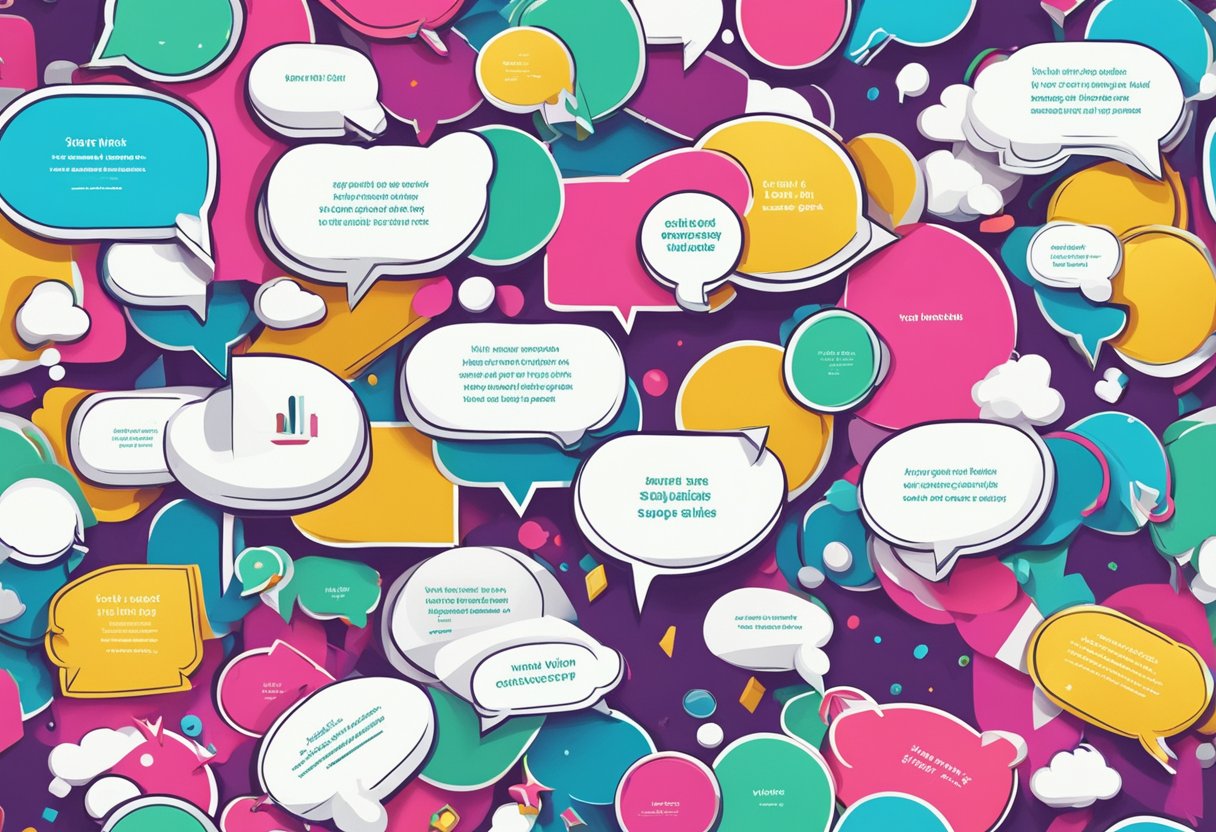 A group of speech bubbles with critical quotes floating in the air