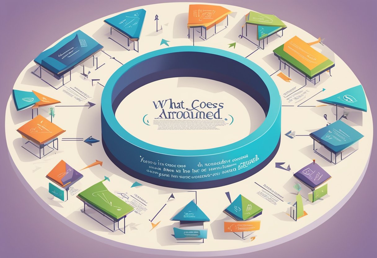 A circle of interconnected arrows with "what goes around comes around" quotes encircling the center