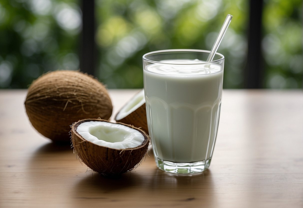 Yogurt and coconut water mix in a glass, showcasing their health benefits and nutritional content