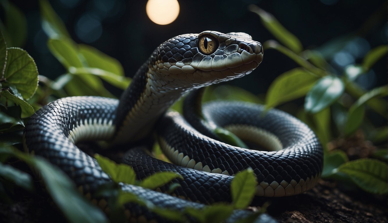 Snakes slither under the moon's glow, weaving through dense foliage.

Threats loom as they navigate their nocturnal migration, seeking refuge in the cover of darkness