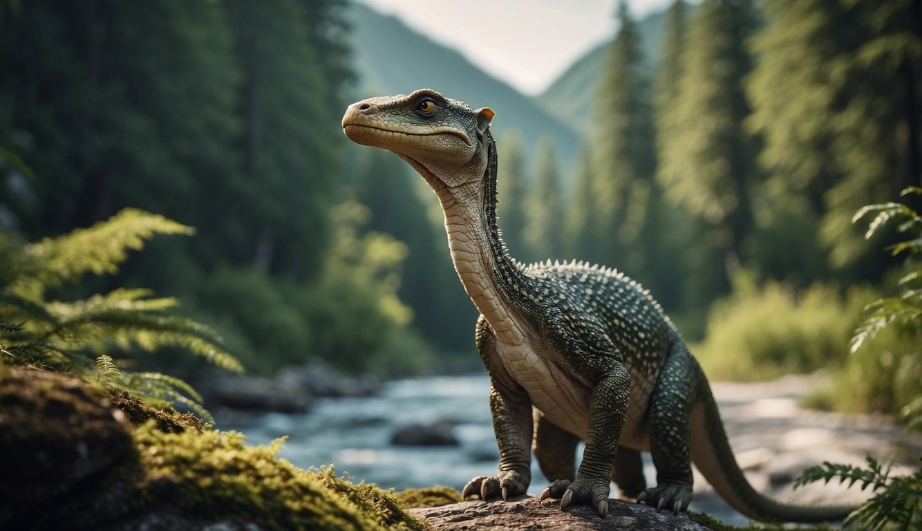 Ice age reptiles roam a lush, modern landscape, surrounded by towering trees and a flowing river.

Their prehistoric features contrast with the vibrant, contemporary environment