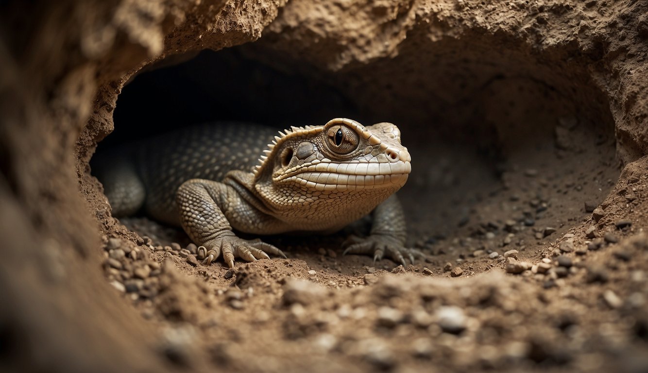 Burrowing reptiles dig tunnels underground, creating intricate networks for survival