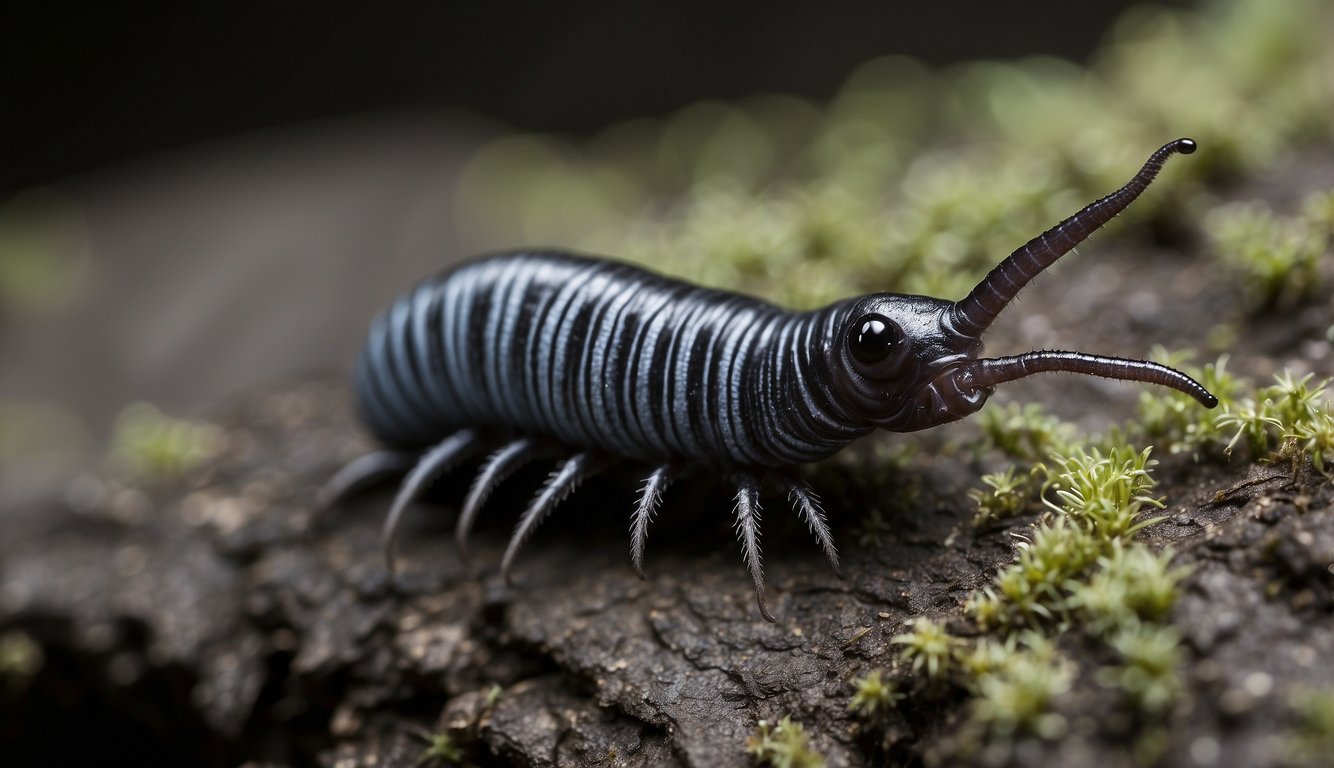 A velvet worm extends its long, soft body to capture prey with its sticky slime glands, immobilizing and consuming its victim