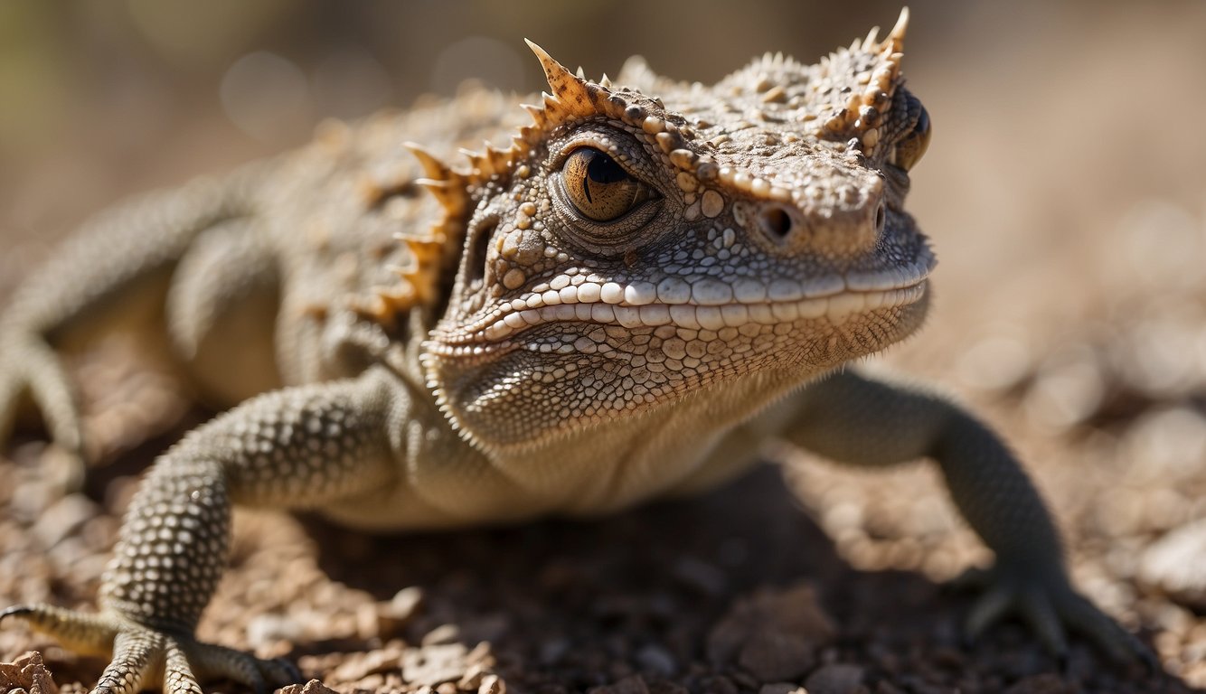 A horned lizard squirts blood from its eyes to deter predators