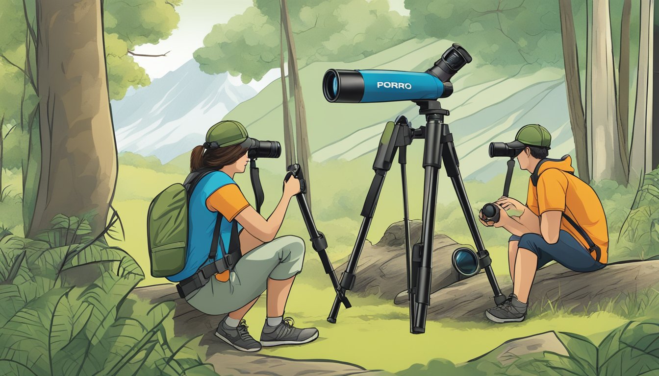 Campers use Porro prism binoculars to spot wildlife and navigate trails with clear, wide-angle views