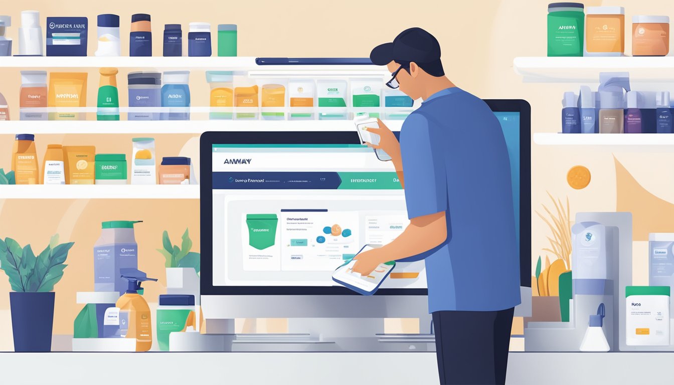 A customer browsing Amway products on a sleek, modern website with easy navigation and secure payment options
