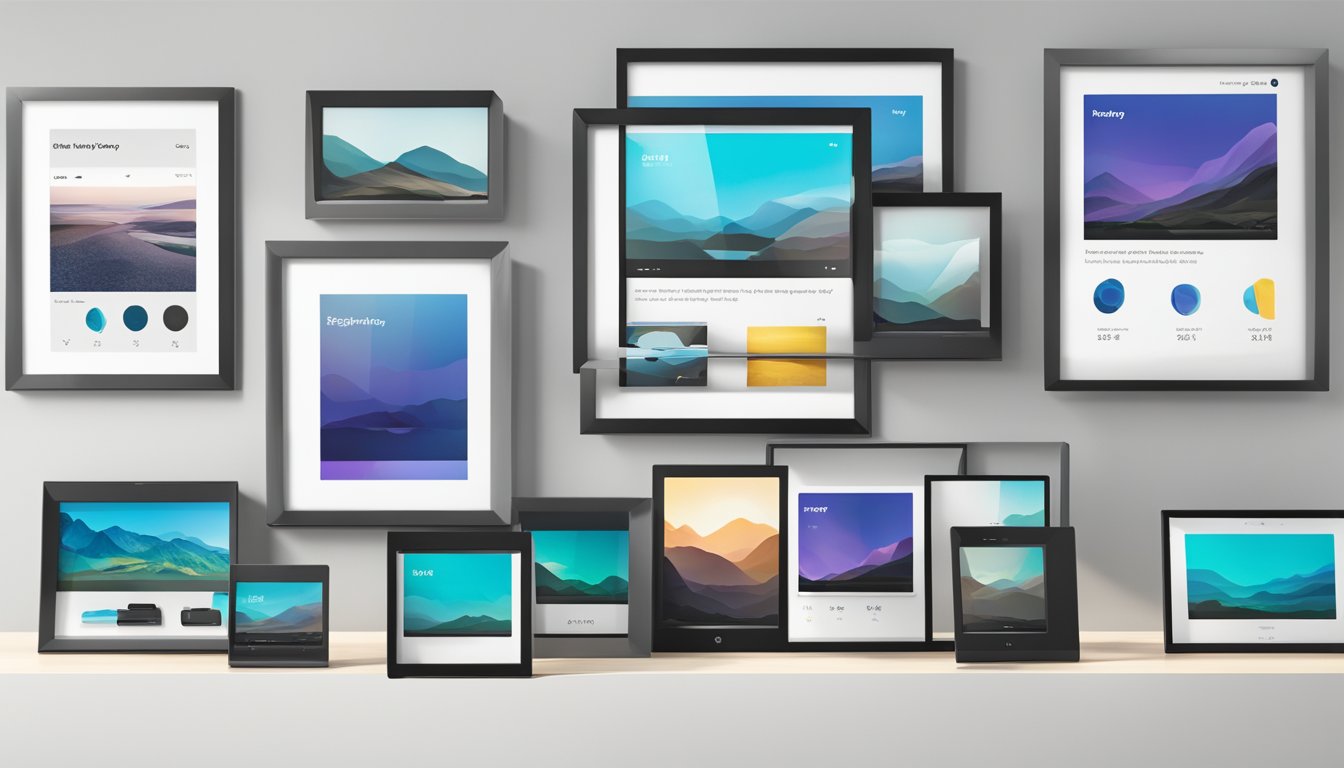 A bright, modern display of Nixplay digital frames at Best Buy, showcasing the latest technology and sleek design