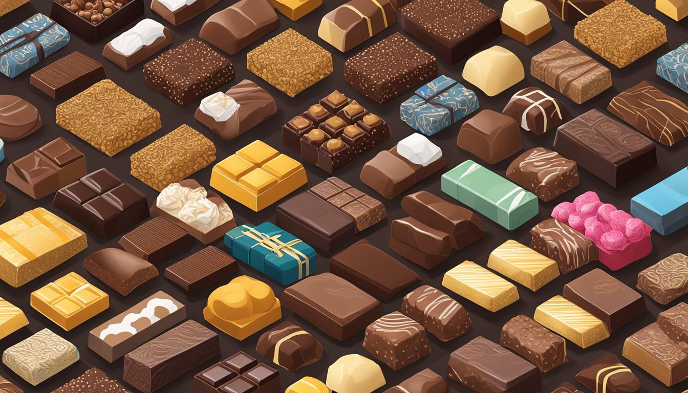 A table overflowing with an array of affordable chocolates from various brands, showcasing the wide selection available for budget-conscious consumers in Singapore