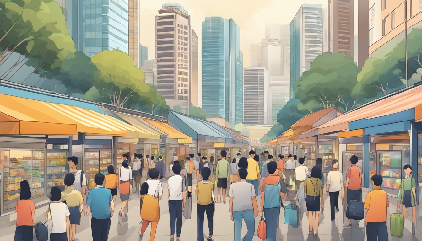 A crowded Singapore market with various property types and stamp duty information displayed