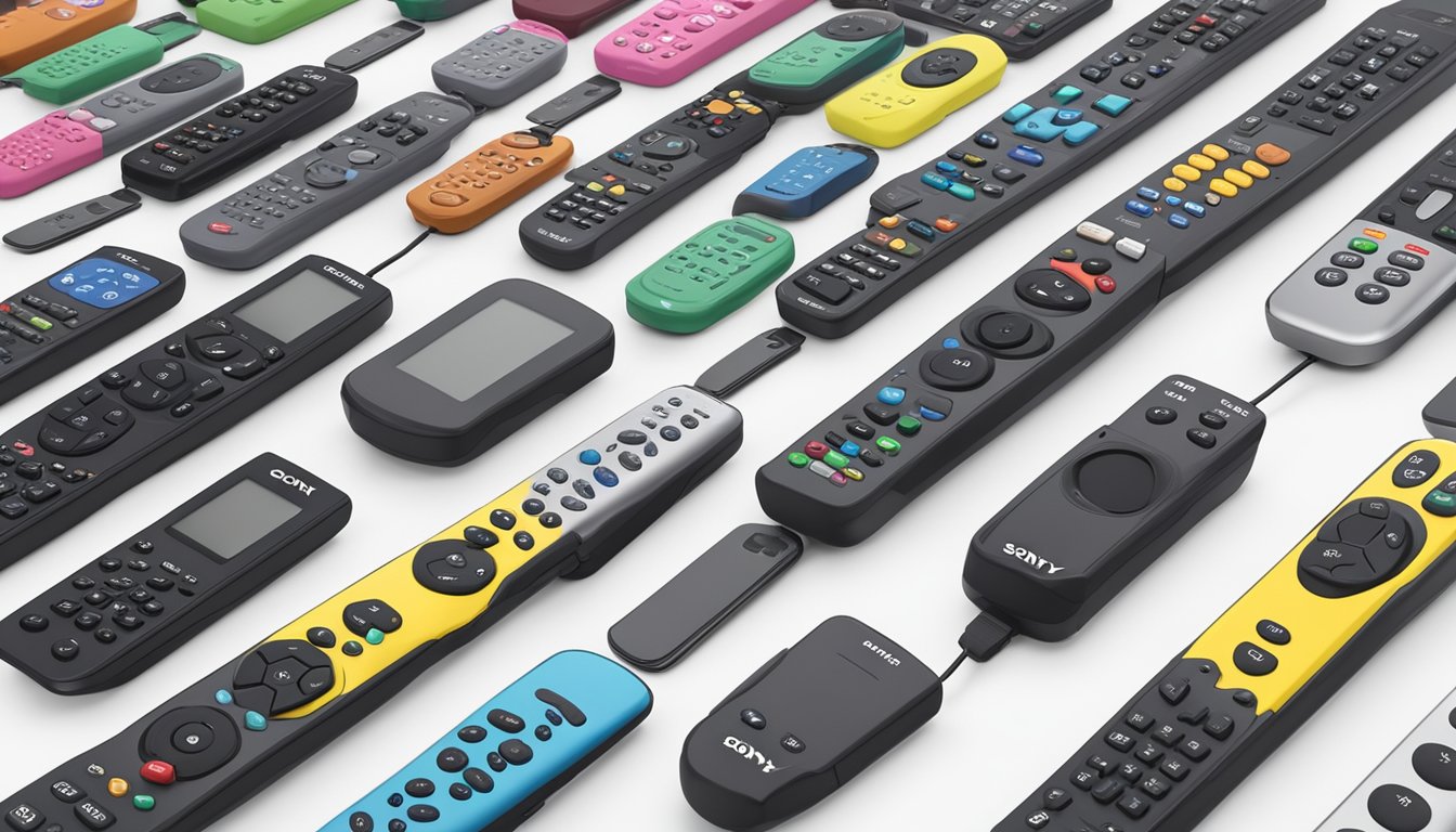 Several retail outlets in Singapore display Sony TV remote controls for sale