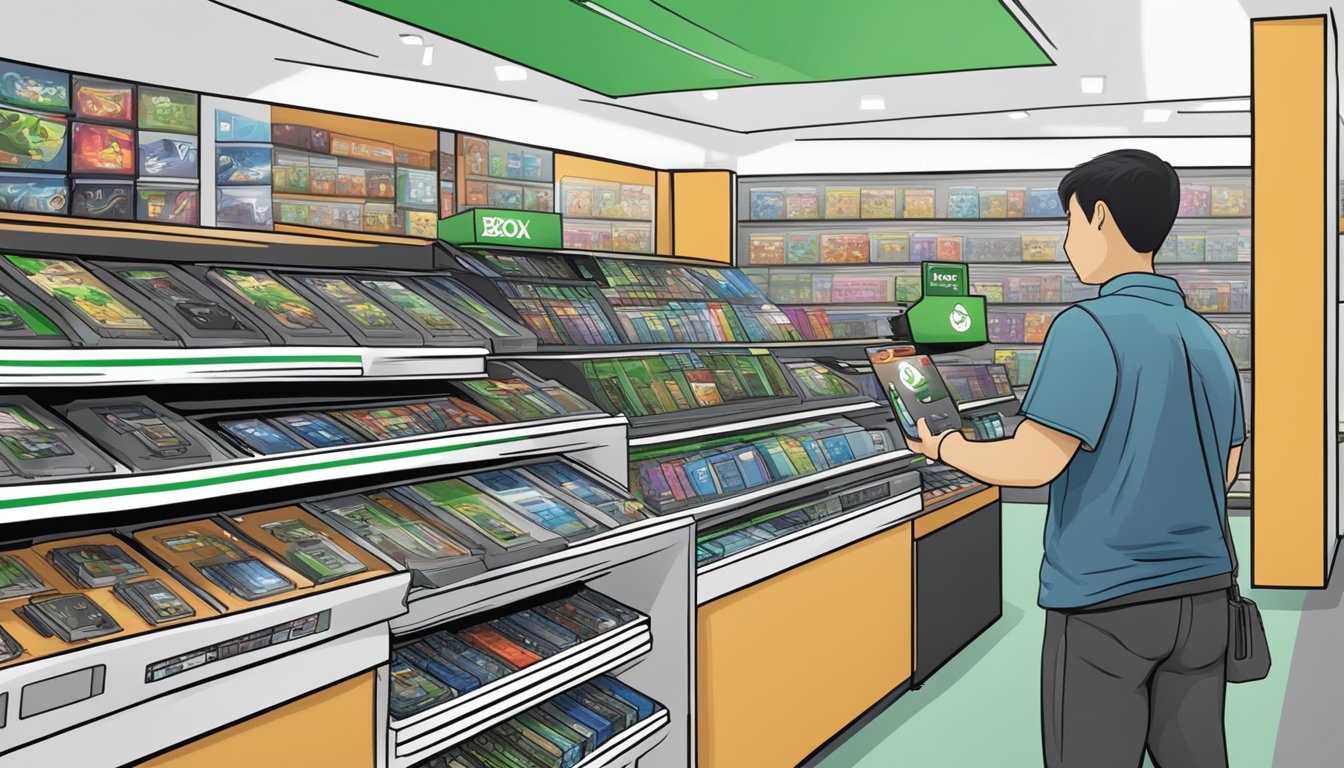 A person in Singapore purchasing an Xbox One from a store