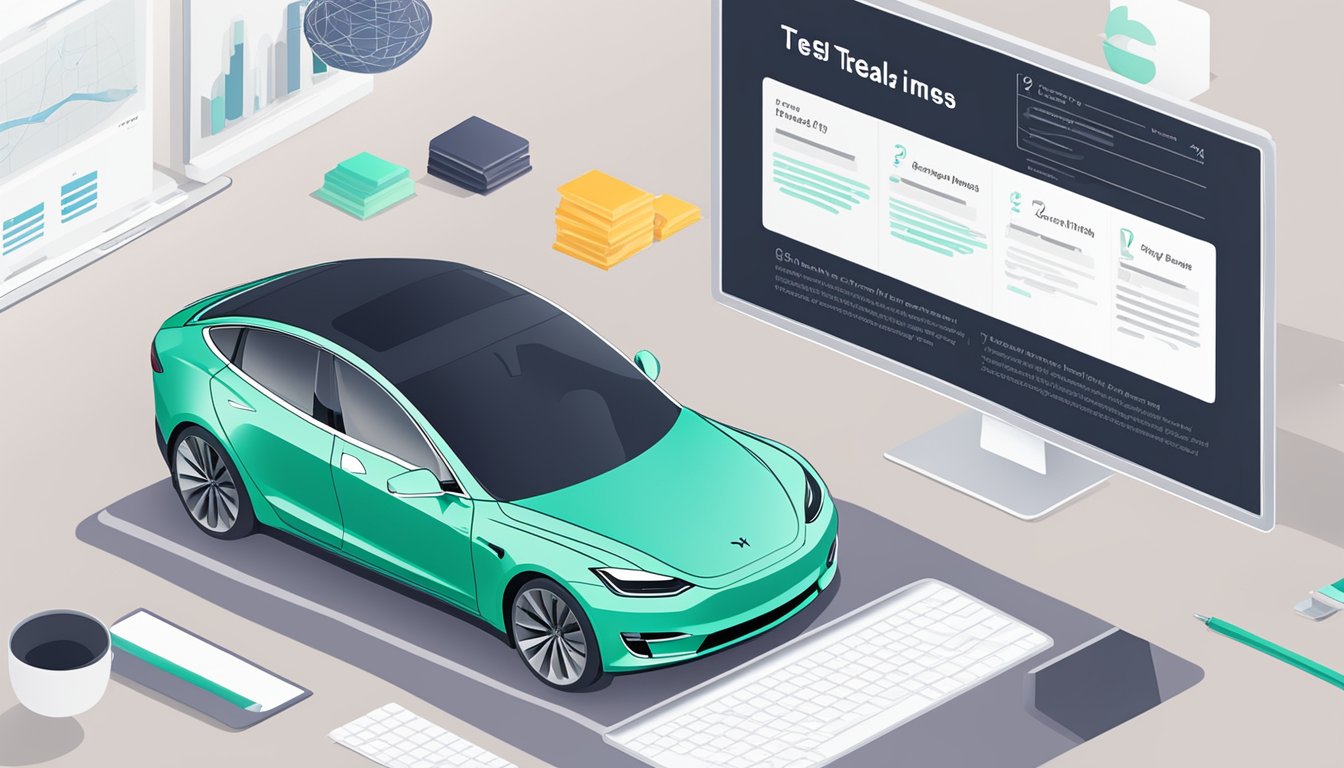 A computer screen displaying a webpage with the title "Frequently Asked Questions: how to buy Tesla shares in Singapore."
