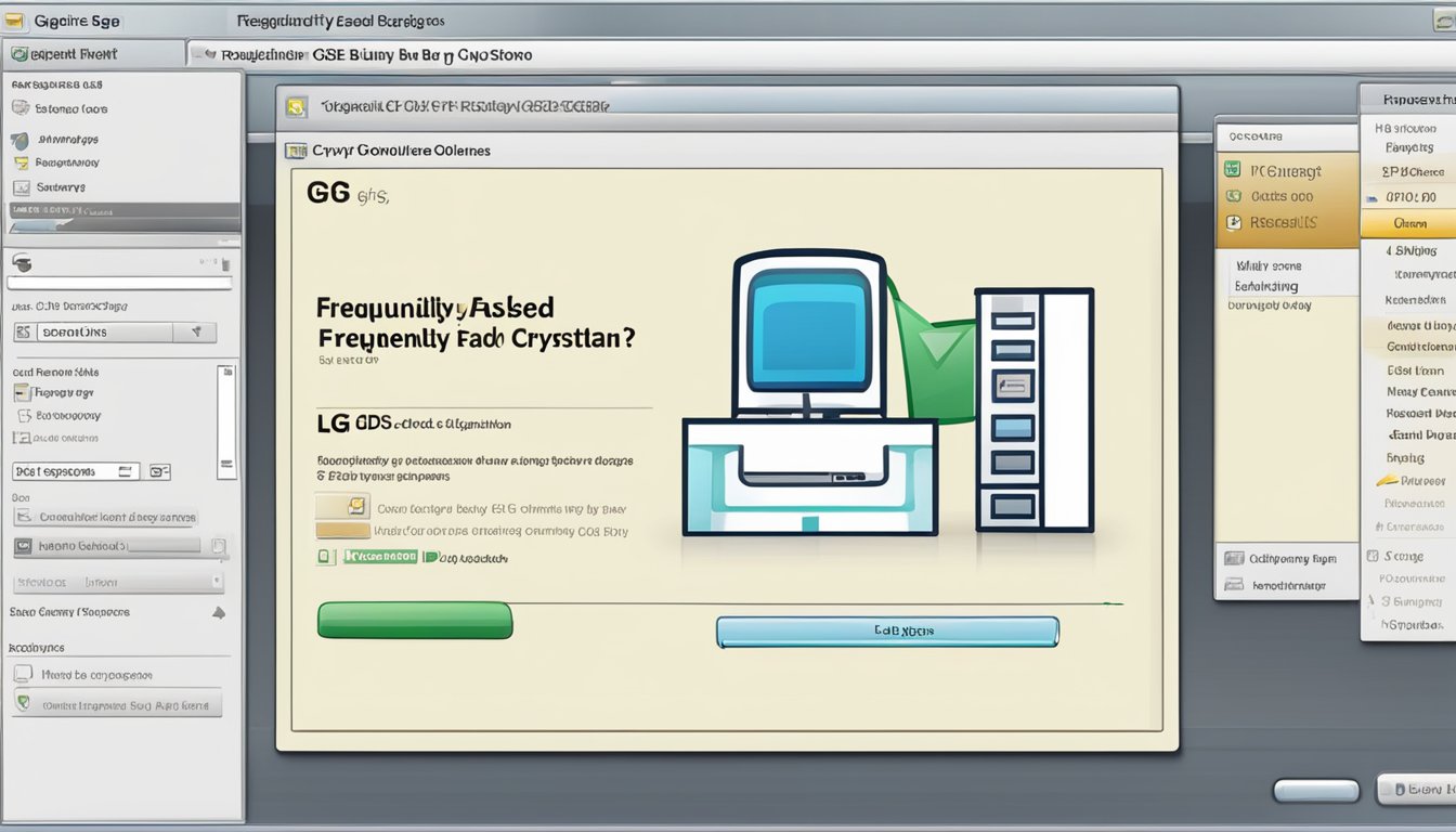 A computer screen showing a webpage titled "Frequently Asked Questions lg gd900 crystal buy online" with a cursor hovering over the "buy online" button