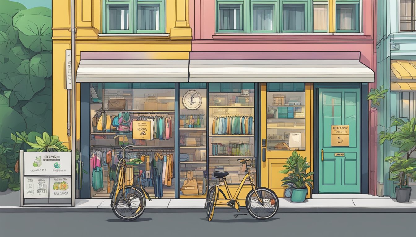 A unicycle shop in Singapore, with a sign displaying "Frequently Asked Questions: Where to buy unicycle in Singapore"