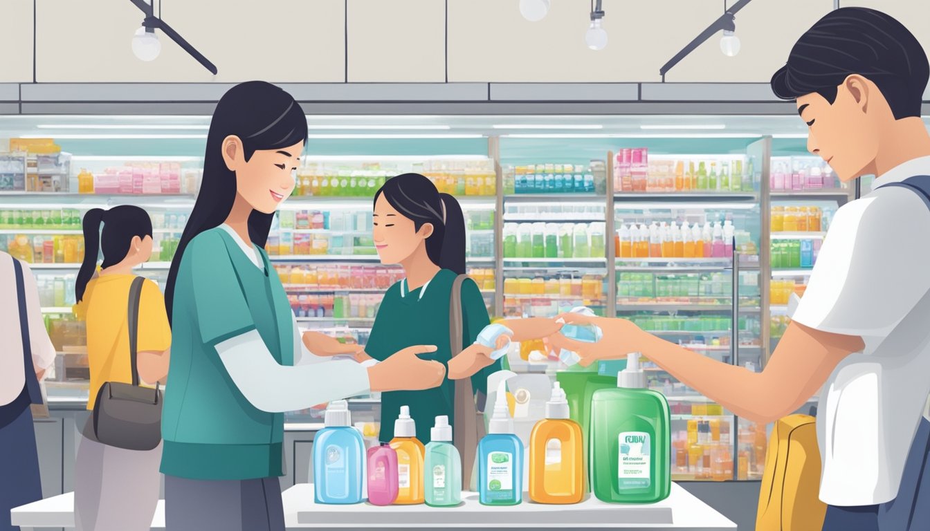 People in Singapore purchase hand sanitizer