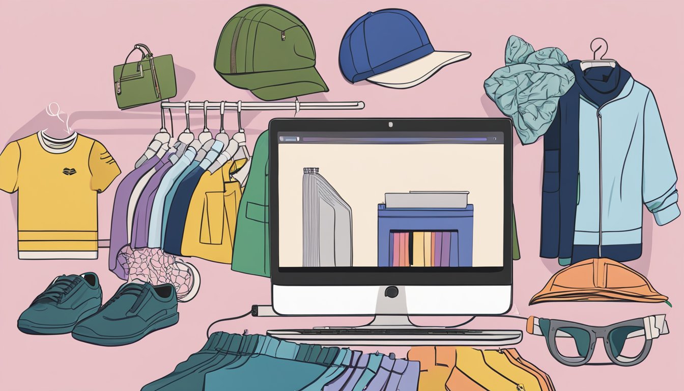 A laptop with the Sisley website open, showing a variety of clothing items available for purchase