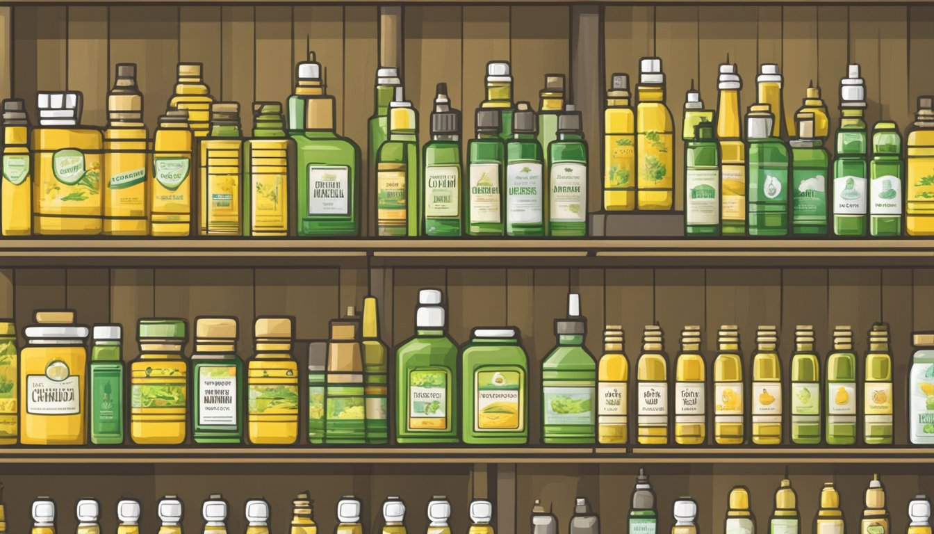 Shelves stocked with citronella oil bottles, sign "Frequently Asked Questions: Where to buy citronella oil in Singapore."