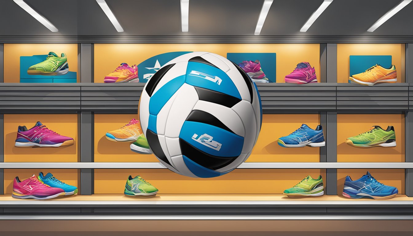 A sports store displays molten volleyball on a shelf in Singapore
