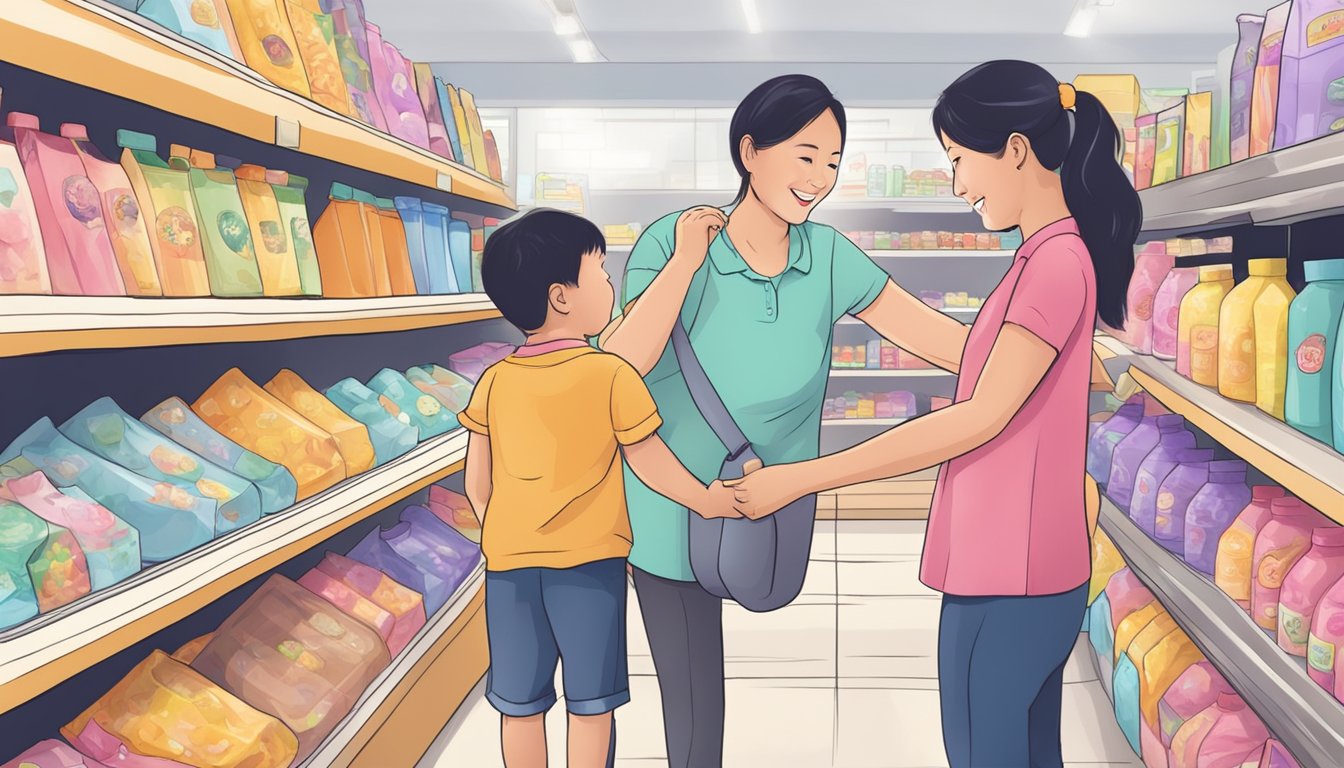 A parent buys Ricqles for toddlers at a Singapore store