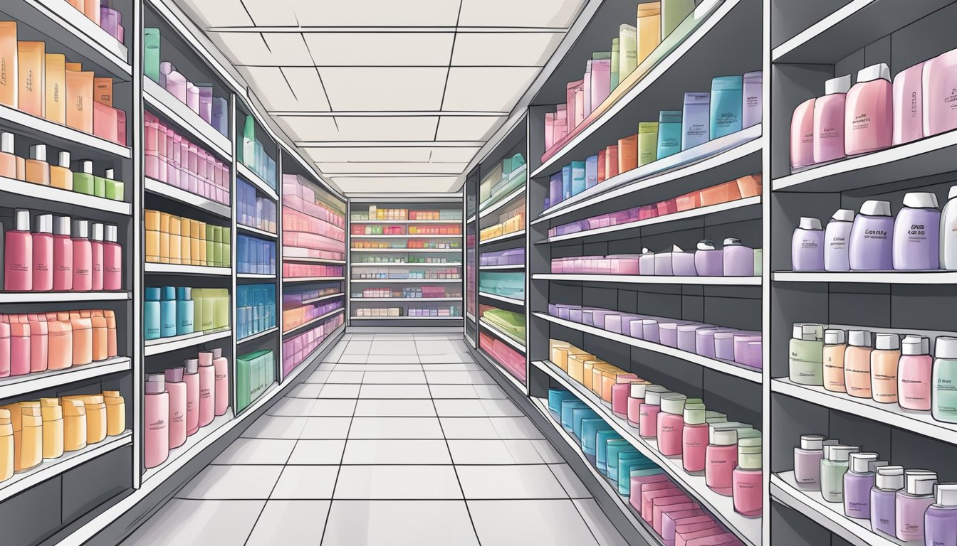Shelves stocked with Shiseido shampoo at a Singaporean store