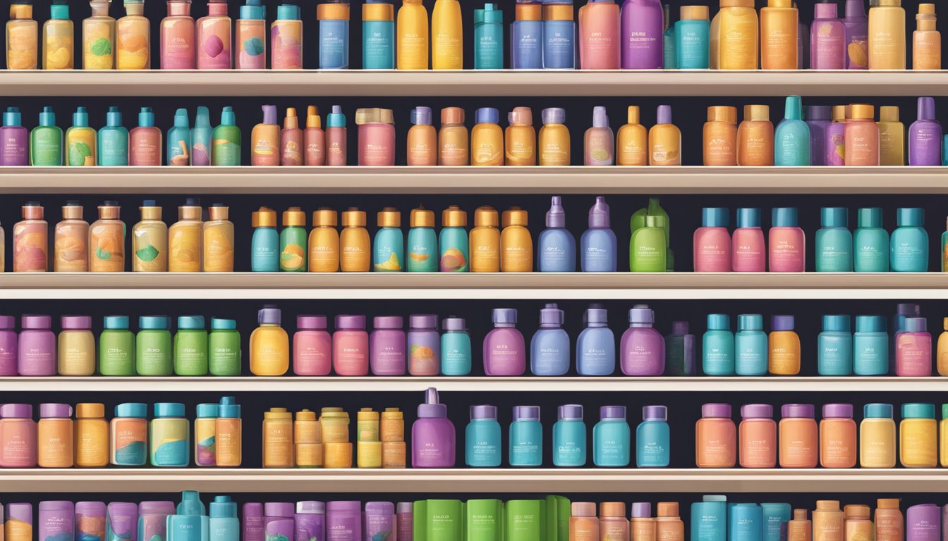 Shelves stocked with Ellips hair vitamin bottles in a Singapore store