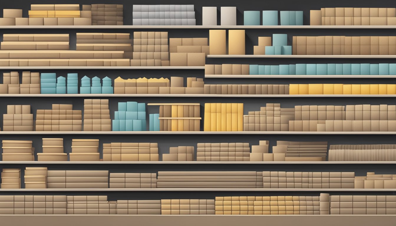 A hardware store shelves stocked with various grades of sandpaper in Singapore