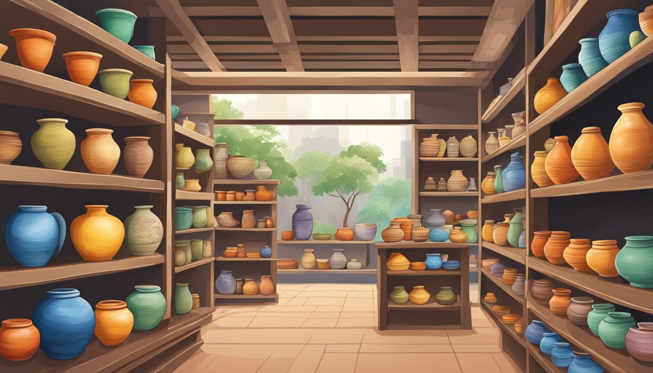 A pottery store in Singapore sells various types of clay