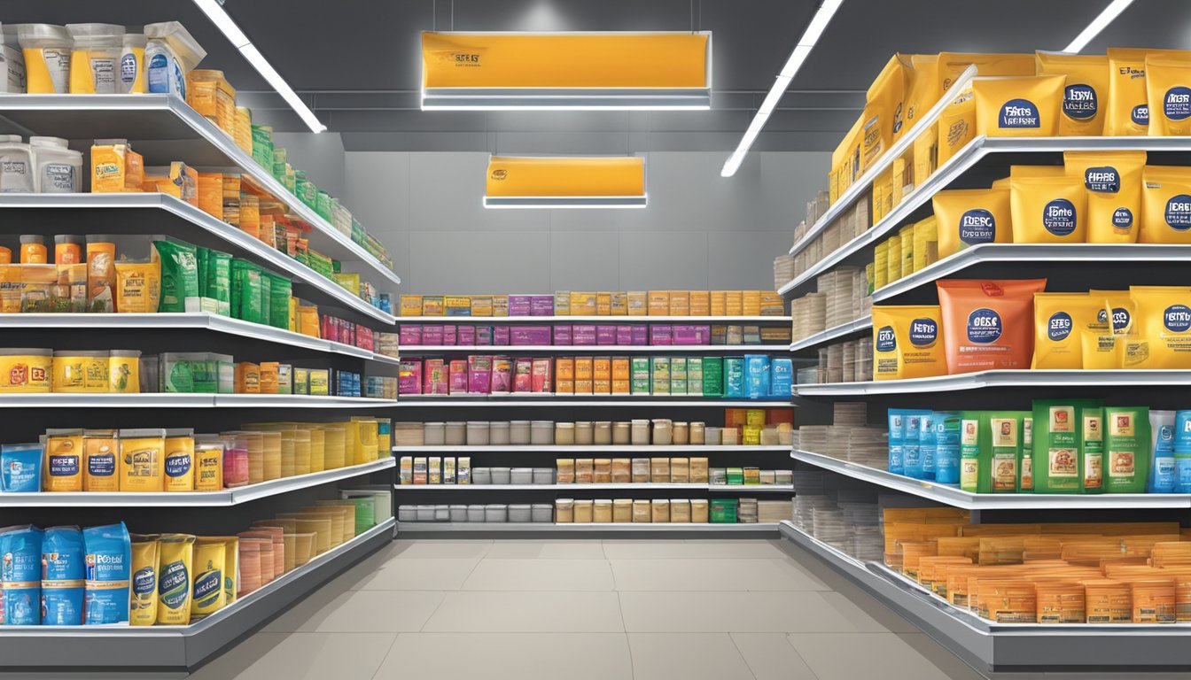 A hardware store shelves display various brands of wall putty in Singapore