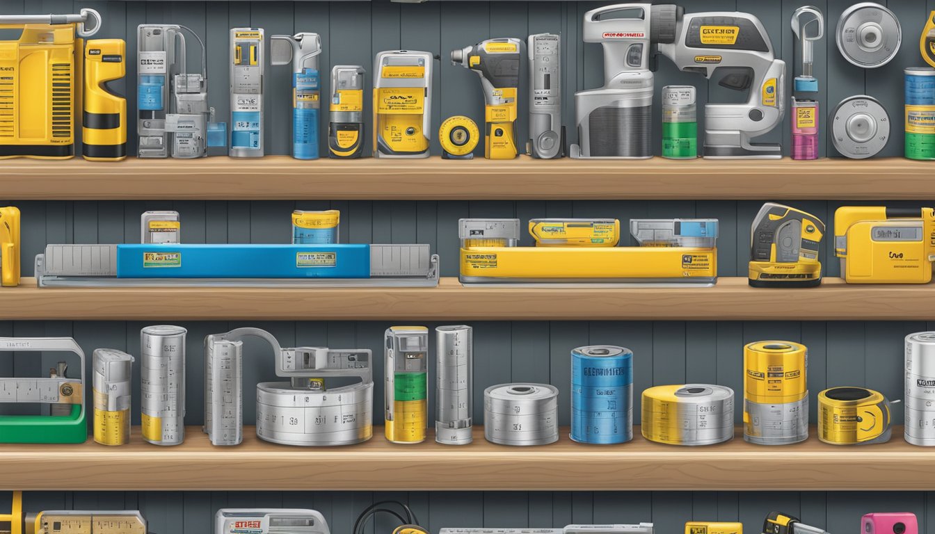 A hardware store display featuring various measuring tapes in Singapore