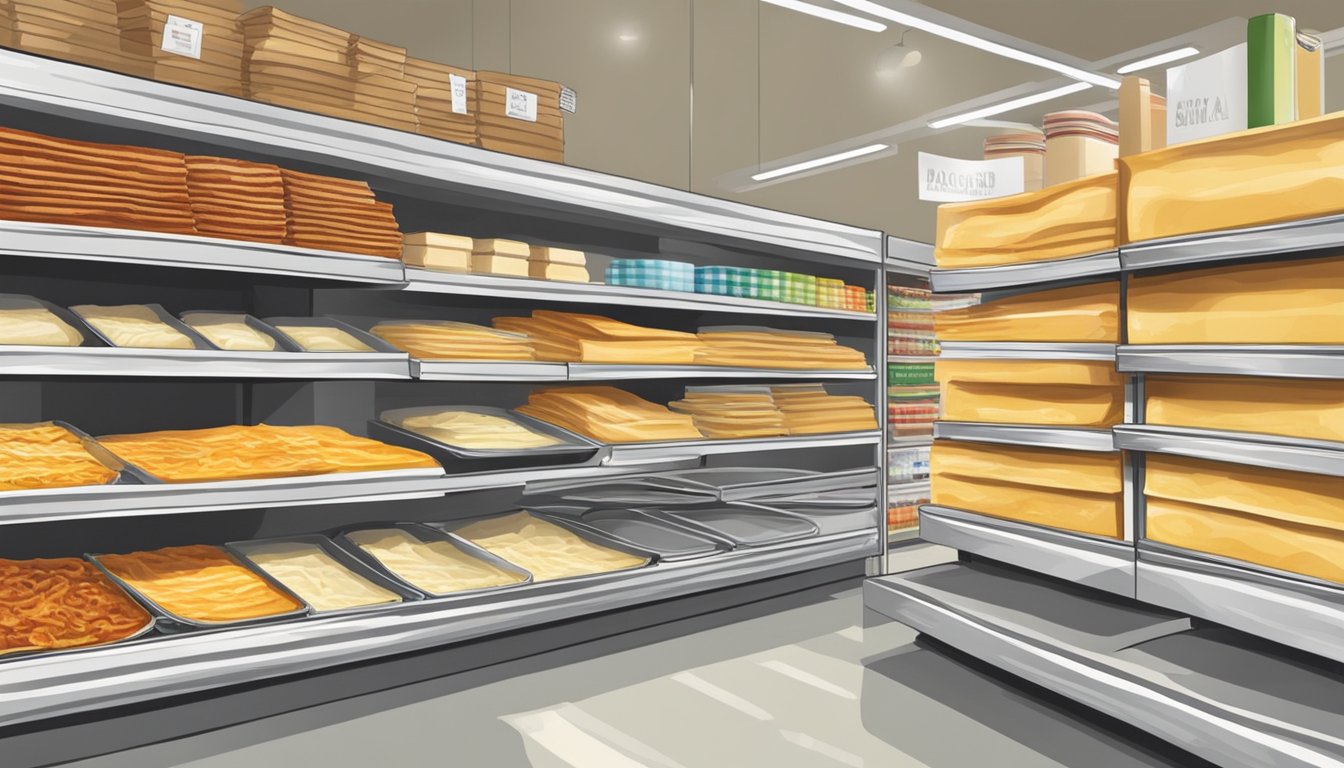 Lasagna sheets displayed on shelves in a Singapore grocery store