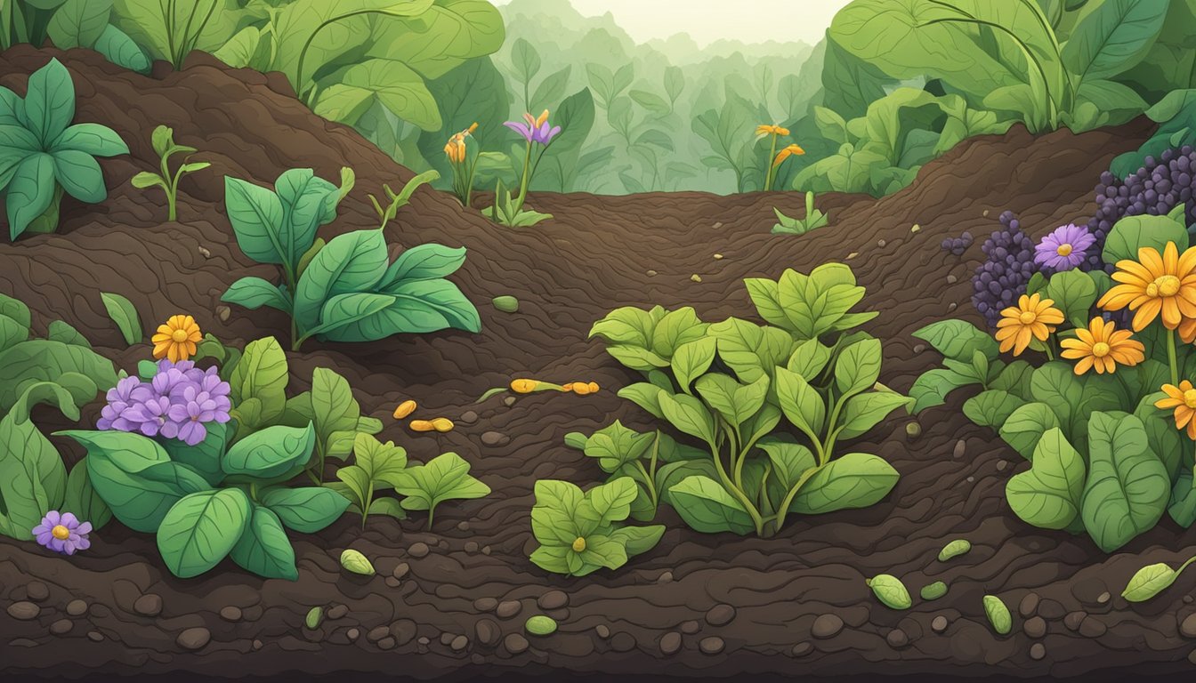 Plants thrive in rich, dark vermicompost soil. Worms work tirelessly, breaking down organic matter, enriching the environment