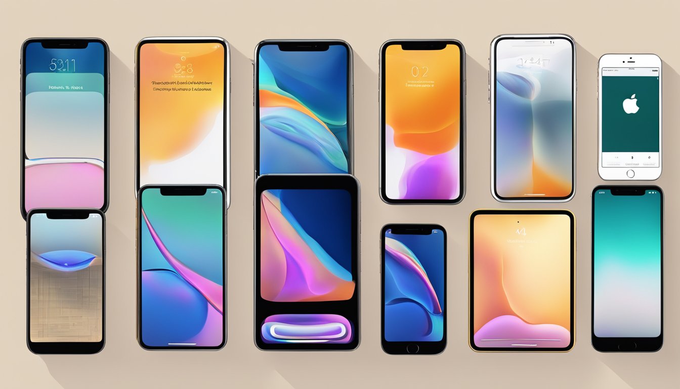 A table with various iPhone models displayed, each with different features highlighted