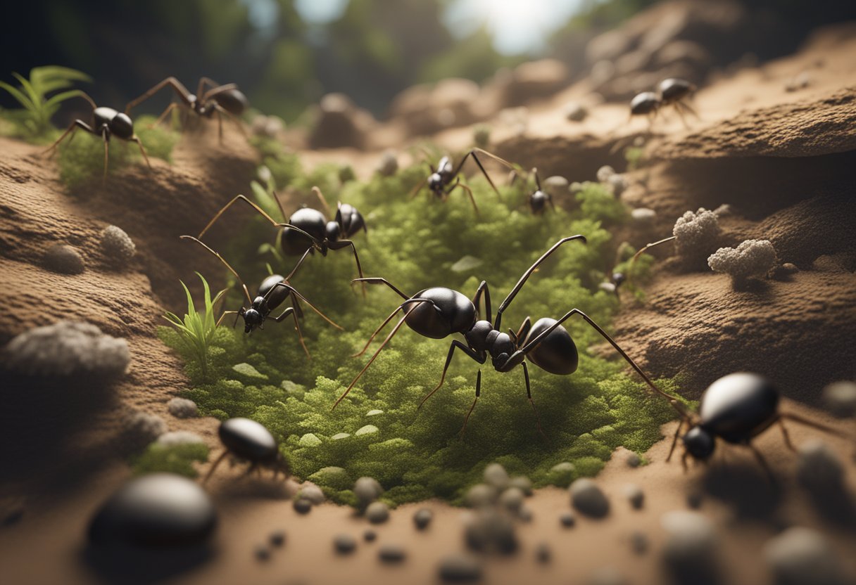 Ant habitats vary from underground tunnels to leaf litter nests. Some ants prefer moist environments, while others thrive in dry, sandy areas. Each species selects its habitat based on factors such as temperature, humidity, and food availability