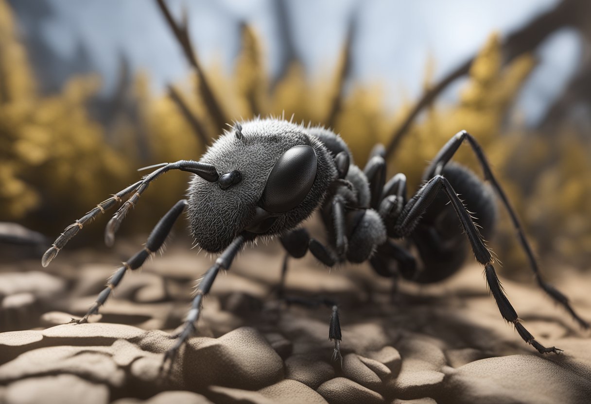 The ant habitat shows signs of mold and decay. Ants avoid certain areas and appear stressed