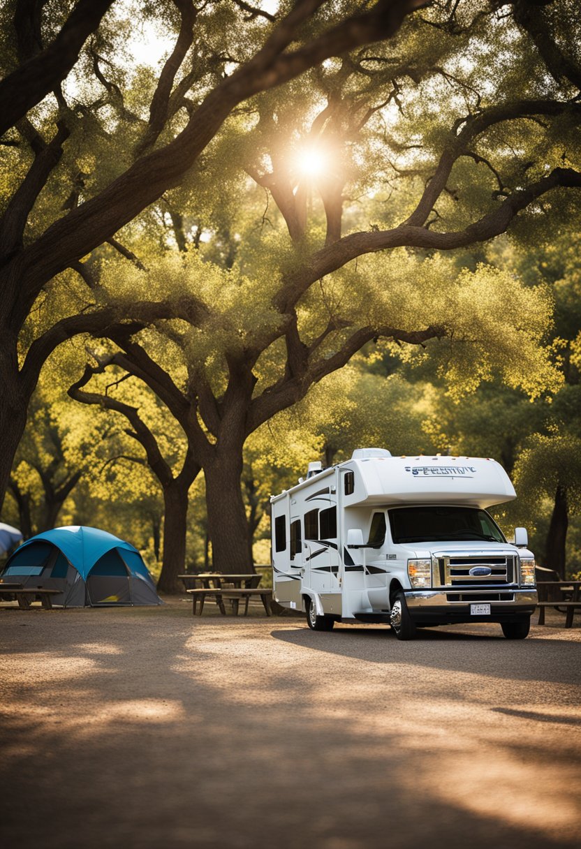 Speegleville Park and Campground in Waco features RV parks with on-site amenities, including picnic areas, playgrounds, and scenic nature trails