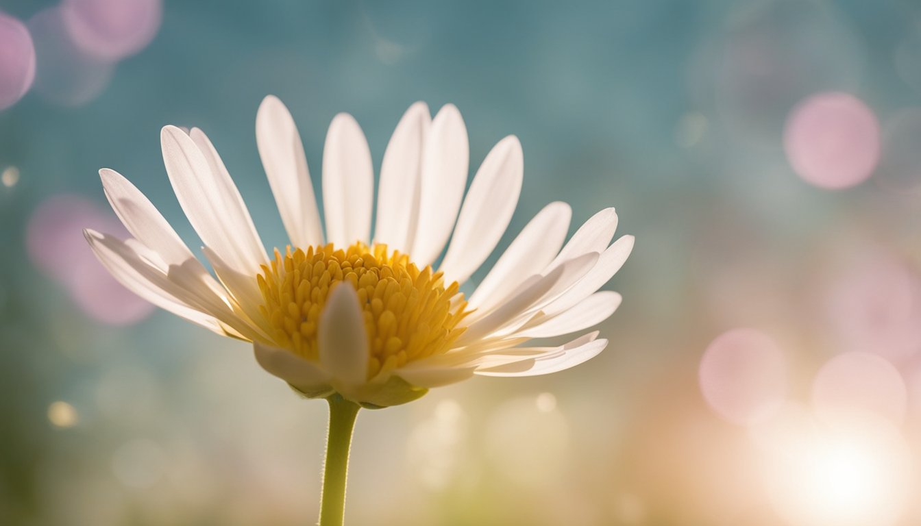 A blooming flower with a seed inside, surrounded by a soft glow of light, symbolizing the psychological significance of pregnancy dreams