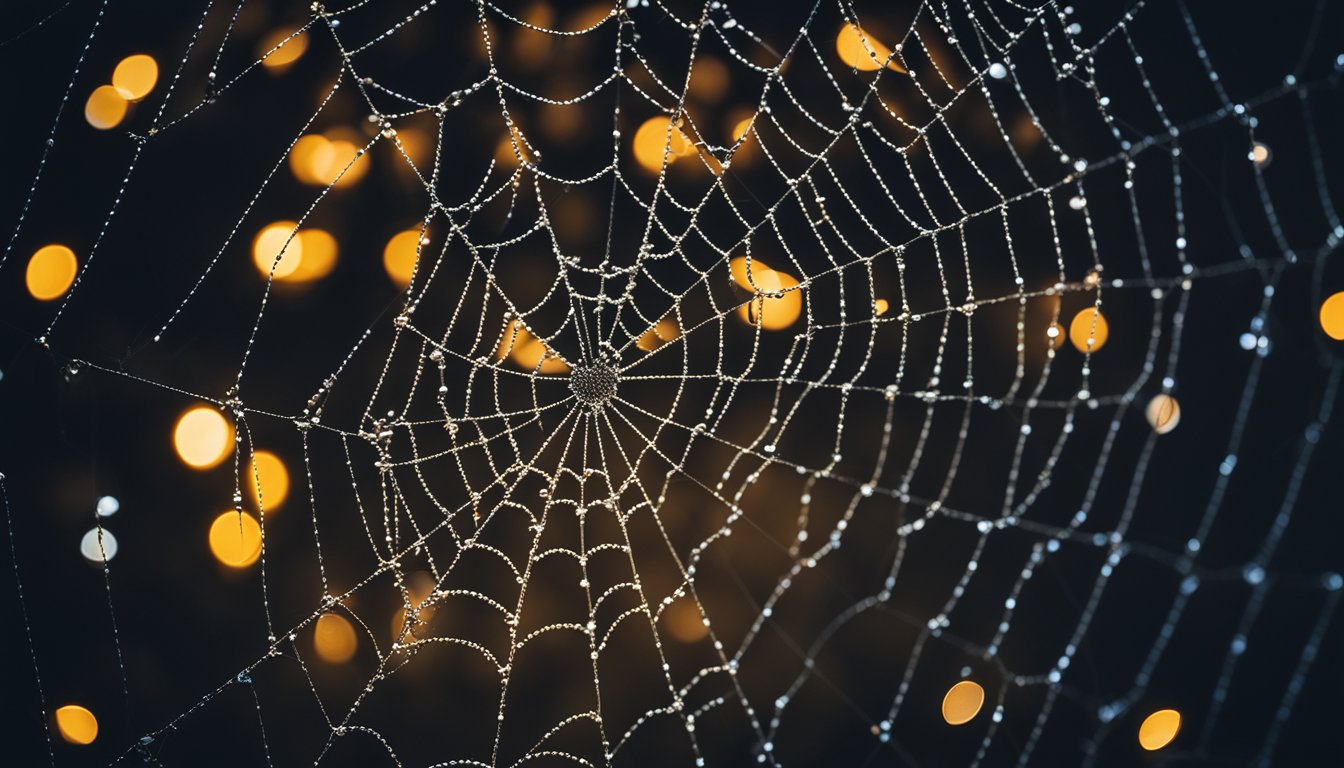 Spiders crawling through a web of dreams, weaving intricate patterns in the moonlit night