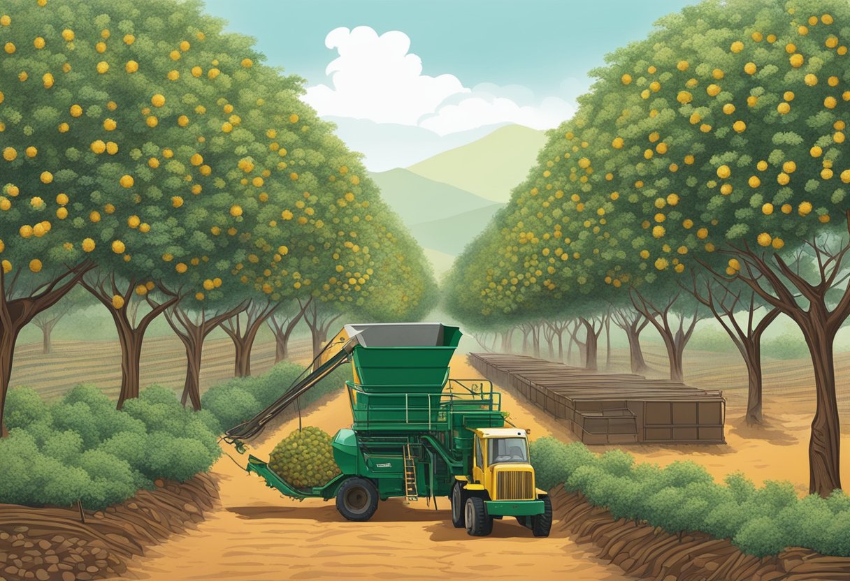 Acacia trees being harvested and processed for coffee production in South Africa