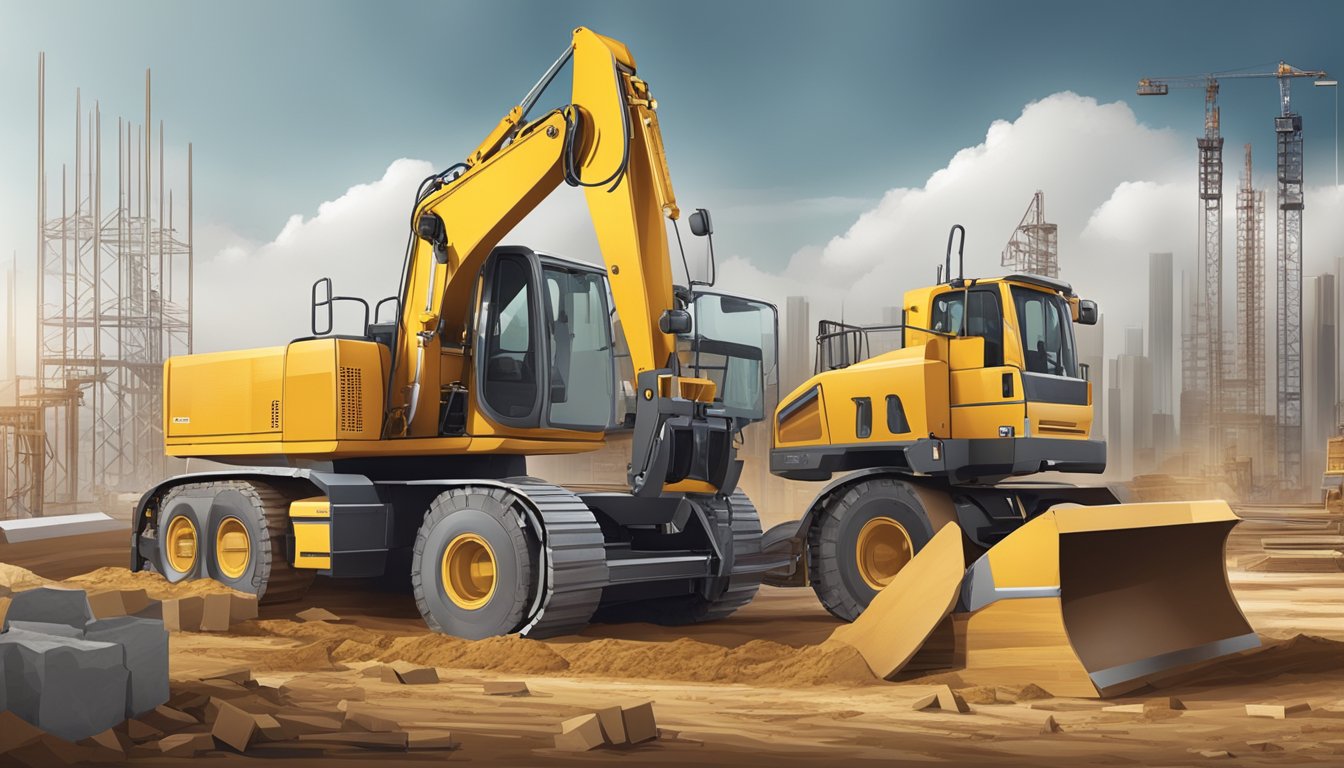 Construction equipment and materials arranged in a challenging manner for index regulation in the construction industry