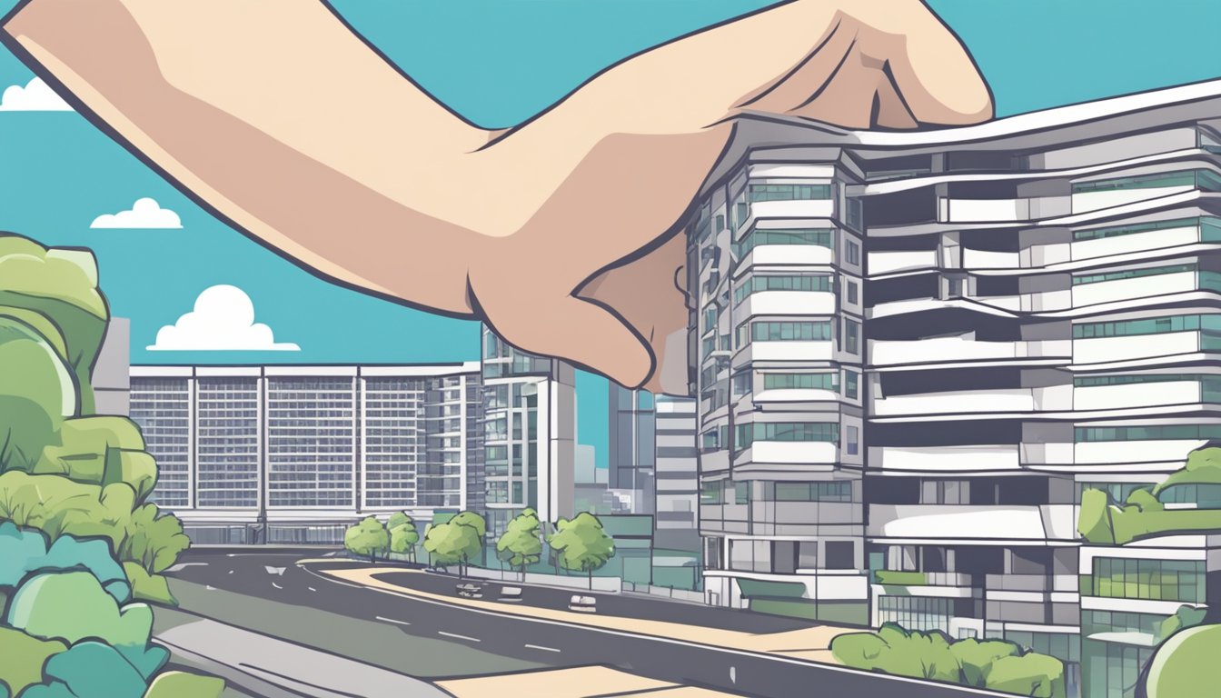 A person submitting paperwork to buy an HDB flat in Singapore