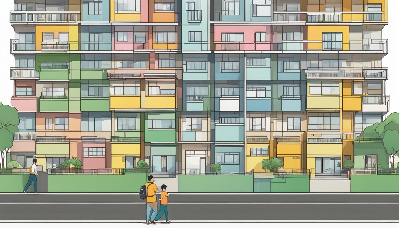 PRs reading and filling out forms for HDB flat purchase eligibility