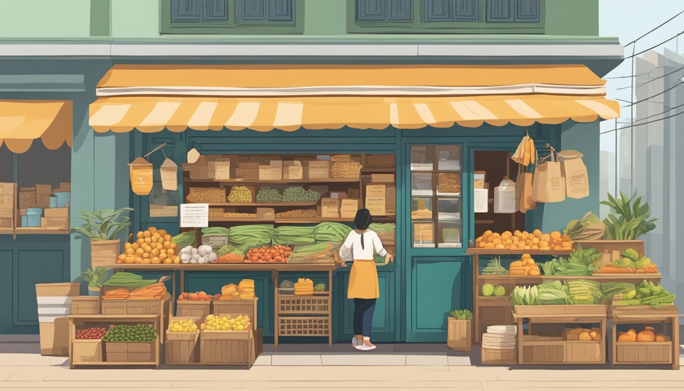 A bustling market stall in Singapore displays llaneras with a sign "Frequently Asked Questions: Where to buy llanera in Singapore" prominently displayed