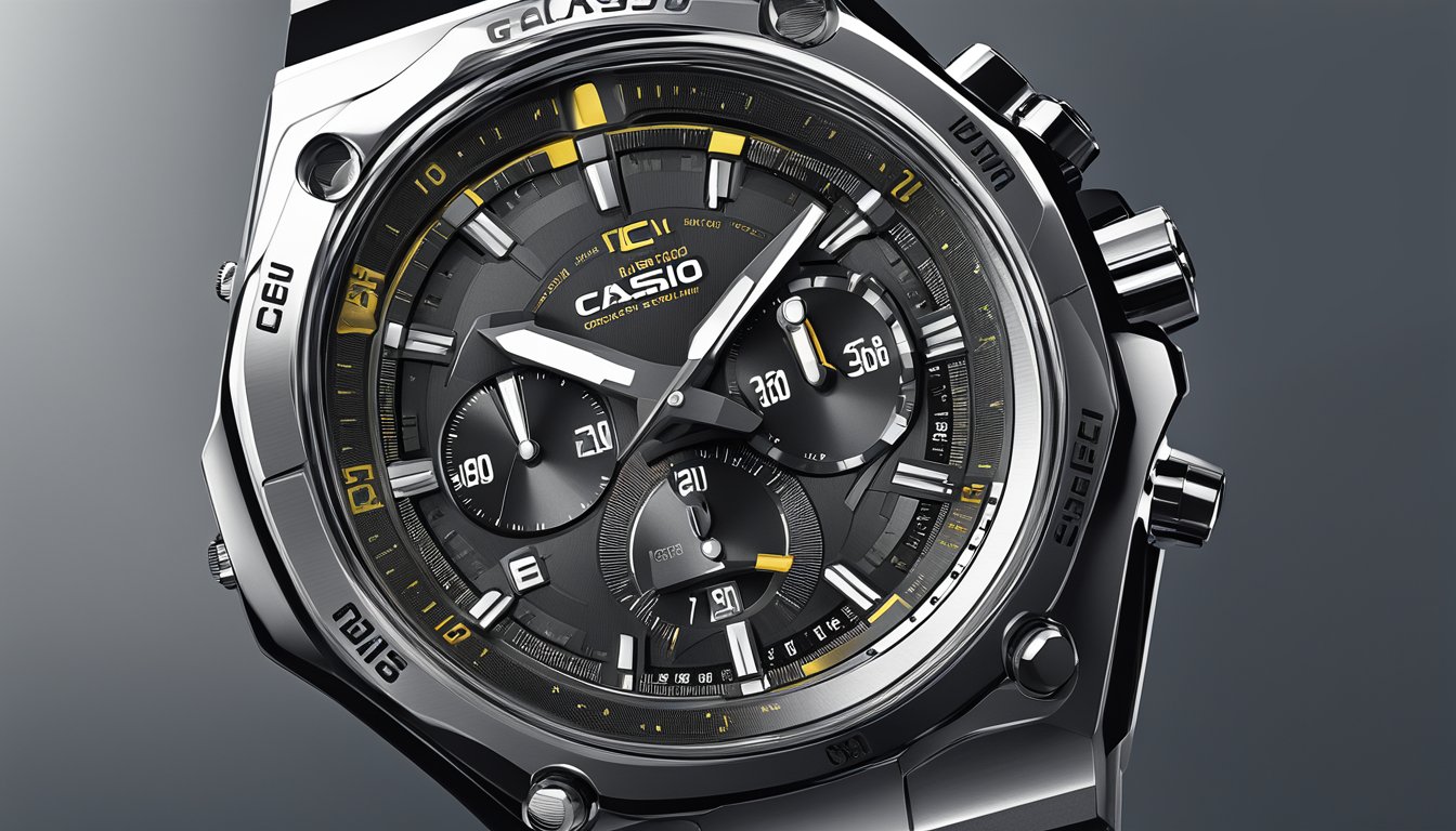A sleek, modern Casio watch displayed against a backdrop of advanced technology and quality materials