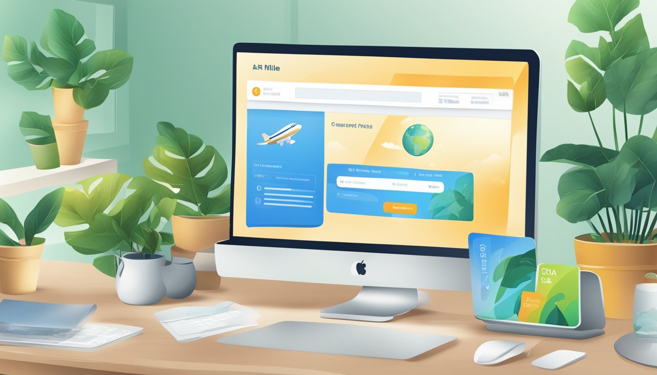 A computer screen displaying a website with the option to purchase air miles online
