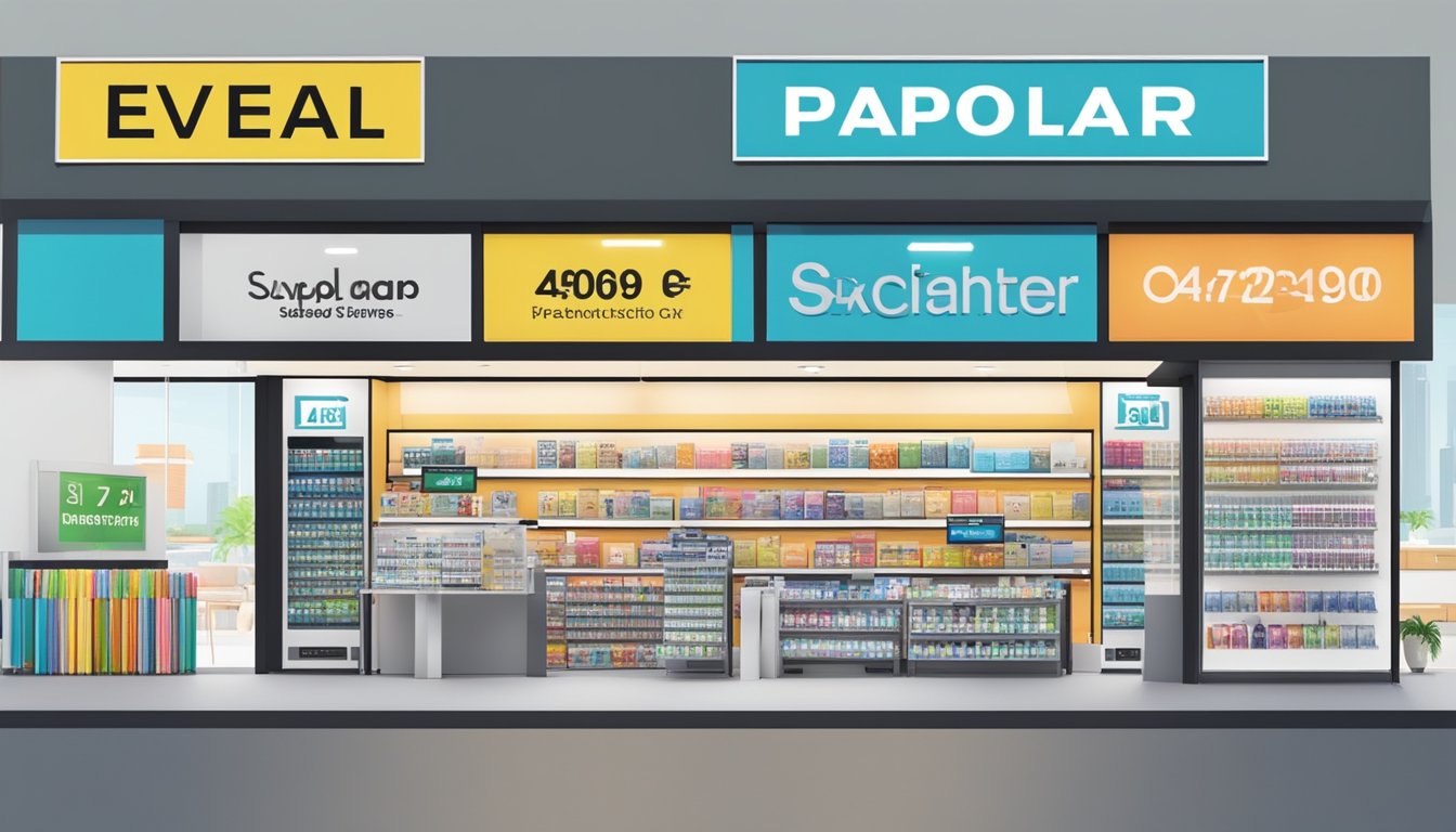 A modern electronics store in Singapore sells Evapolar, with a prominent display of the product and a sign indicating its availability