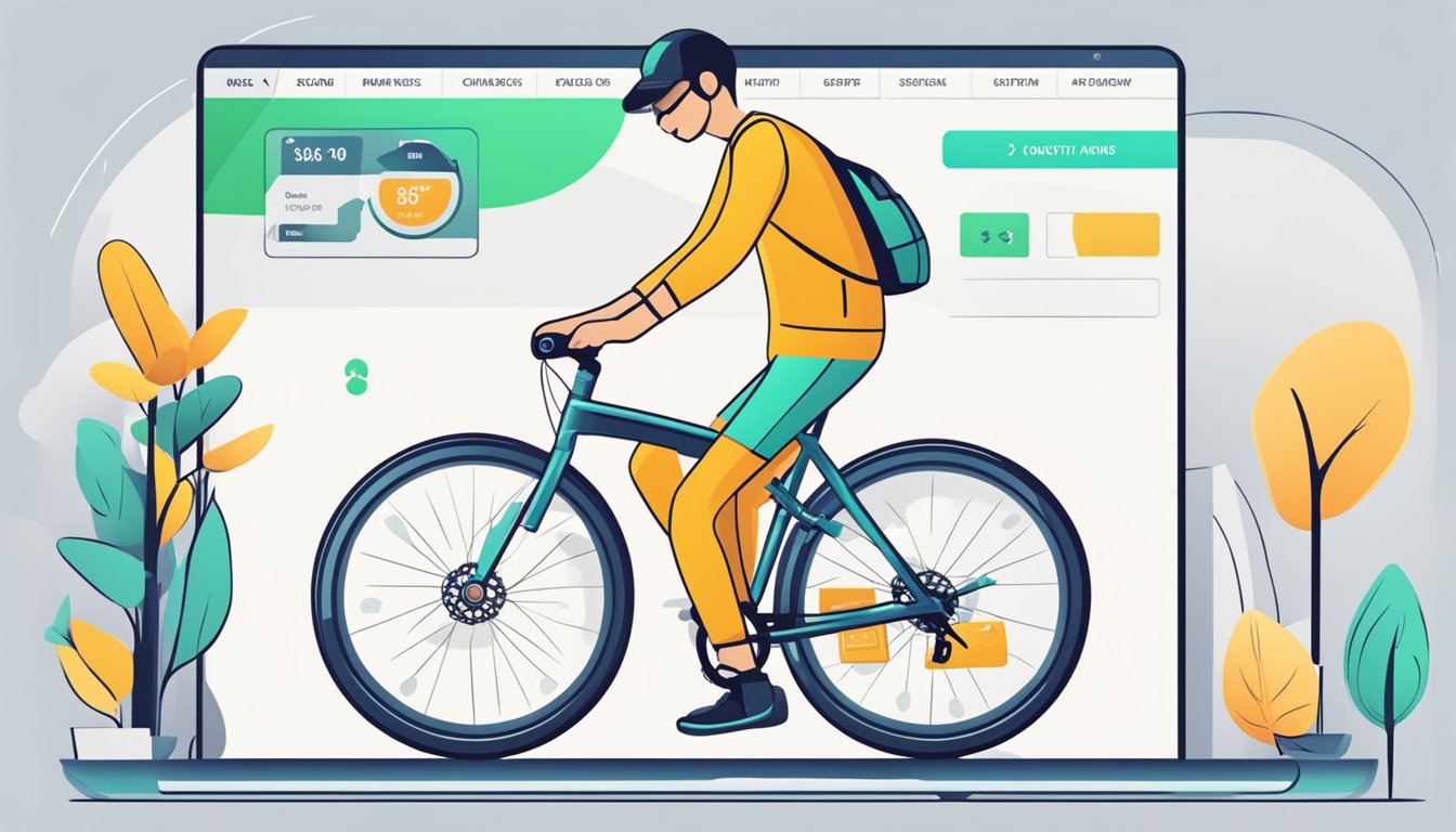 A customer clicks "buy now" for a bicycle online. The website's interface is user-friendly and seamless, with clear product information and a smooth checkout process